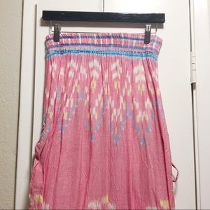 Pink endek split side maxi skirt